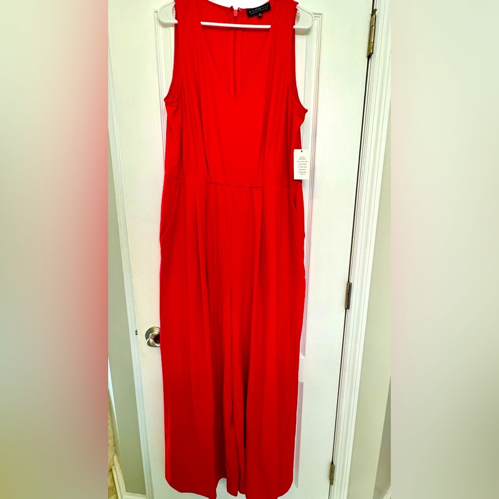 Eloquii Red Sleeveless Wide-Leg Jumpsuit